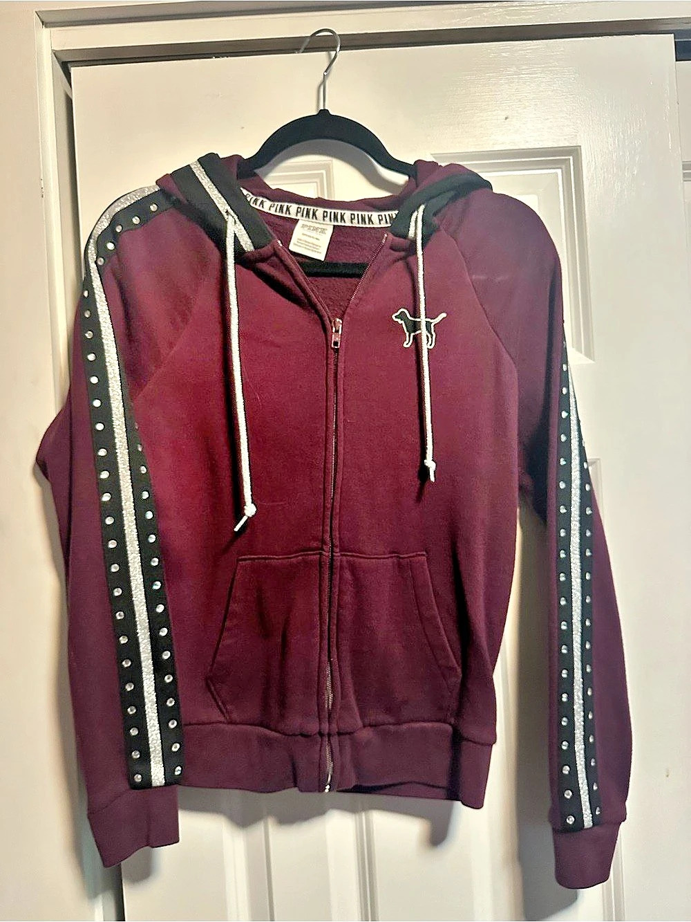 PINK Women's Zip Hoodie in Purple Like New